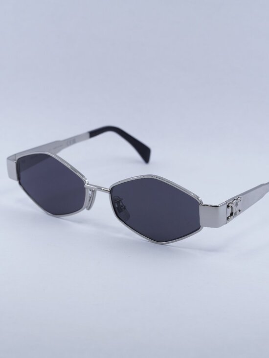 Celine CL40254U 16A Sunglasses Palladium Geometric Frame, Smoke Lenses main image 5